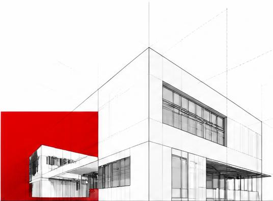 Архитектурный эскиз современного здания